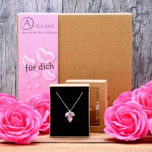 Geschenkset, rosa Seifenrosen mit Kette mit originalen...