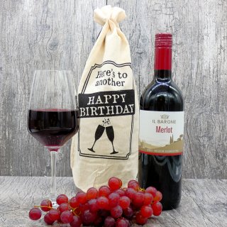 Merlot in Tasche mit Aufschrift "Happy Birthay",